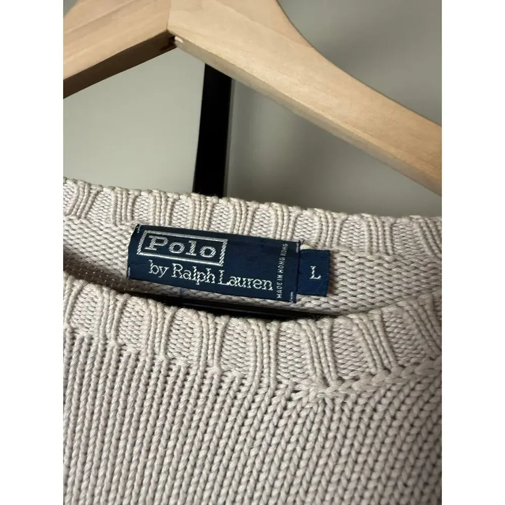 Vintage Polo Ralph Lauren Knit Sweater Size Large in Light Gray
